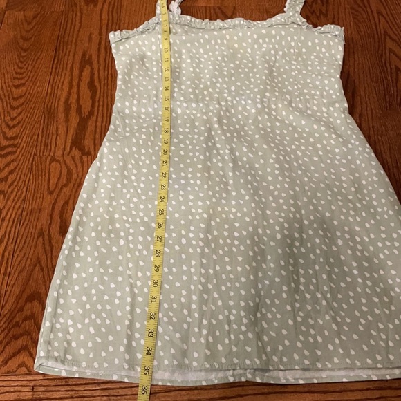 RUFFLED STRAP TANK SUNDRESS. Smocked back ruffle accent size XL mint Linen blend - Picture 9 of 13